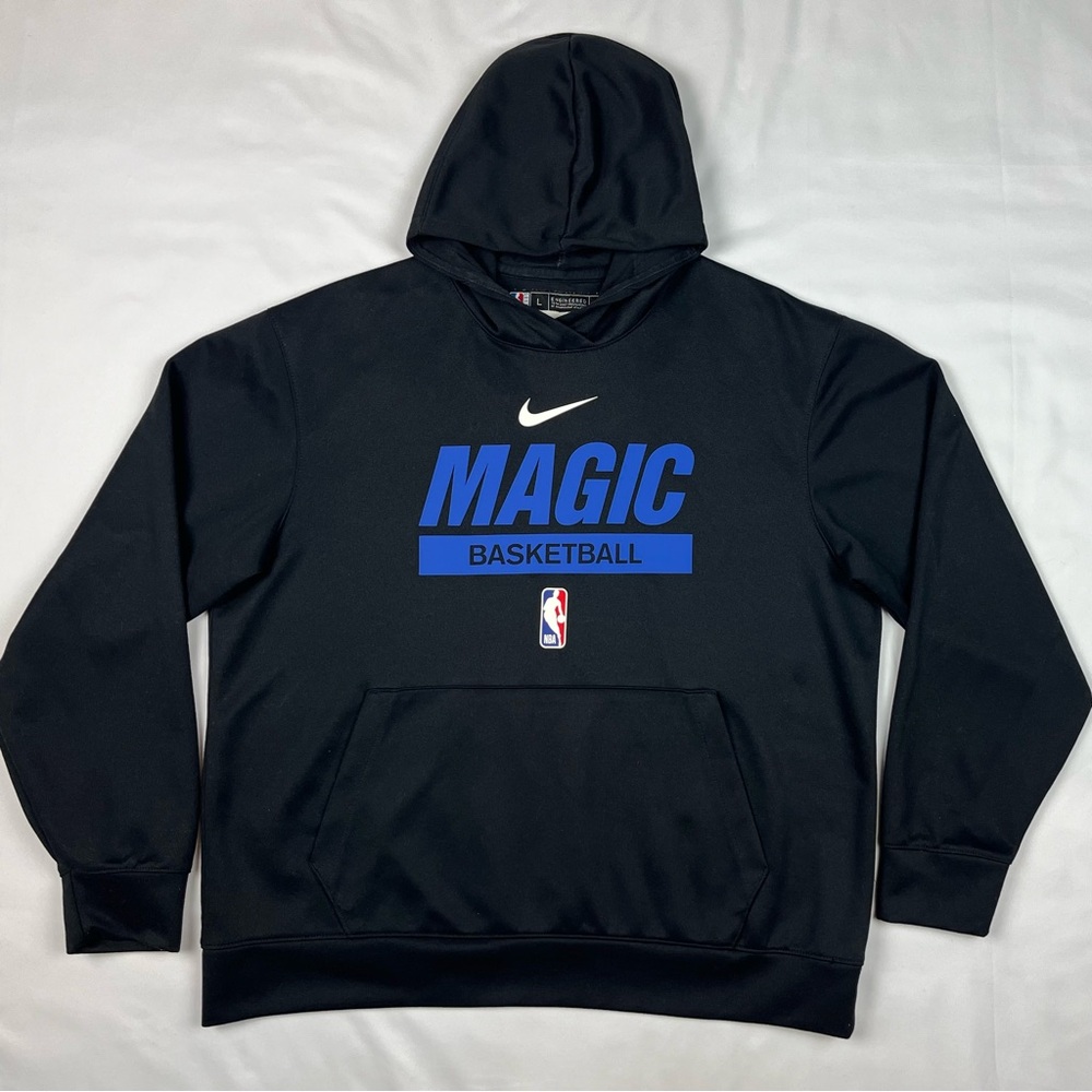 Nike Orlando Magic Mens NBA Hoodie Sweatshirt Sz Large Black Warm Up C2